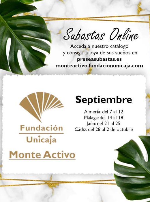 Monte Activo - Subastas online de joyas septiembre 2023 - Calendario