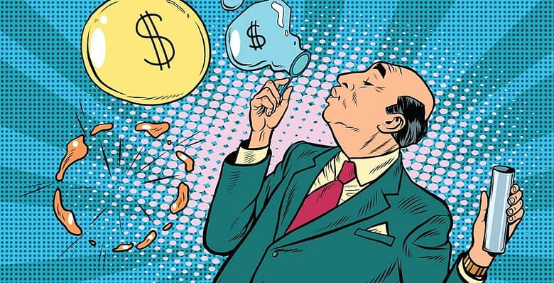 Dinero y finanzas en estilo cómic, ilustración de empresario con fórmula para aumentar ingresos y inversión.
