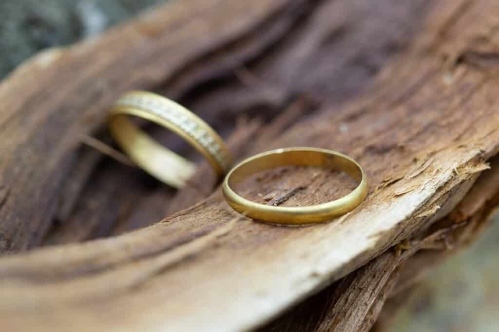Alianzas de oro sobre madera.
