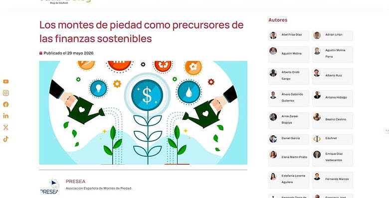 Colaboración con Proyecto Edufinet: "Los Montes de Piedad como precursores de las finanzas sostenibles".
